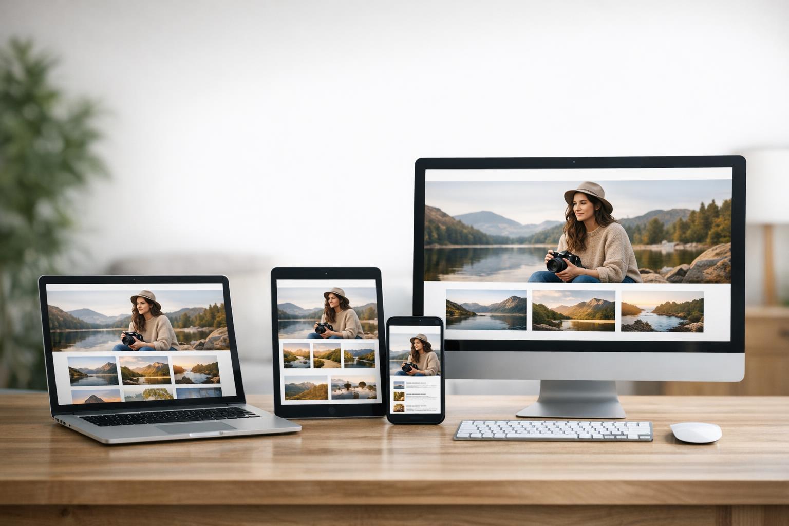 Zdjęcie pokazujące efekt końcowy responsywnej strony na różnych urządzeniach